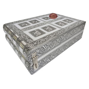 Antique Look Handmade Elephant Designed 4-Roll Bangle Box-Pink